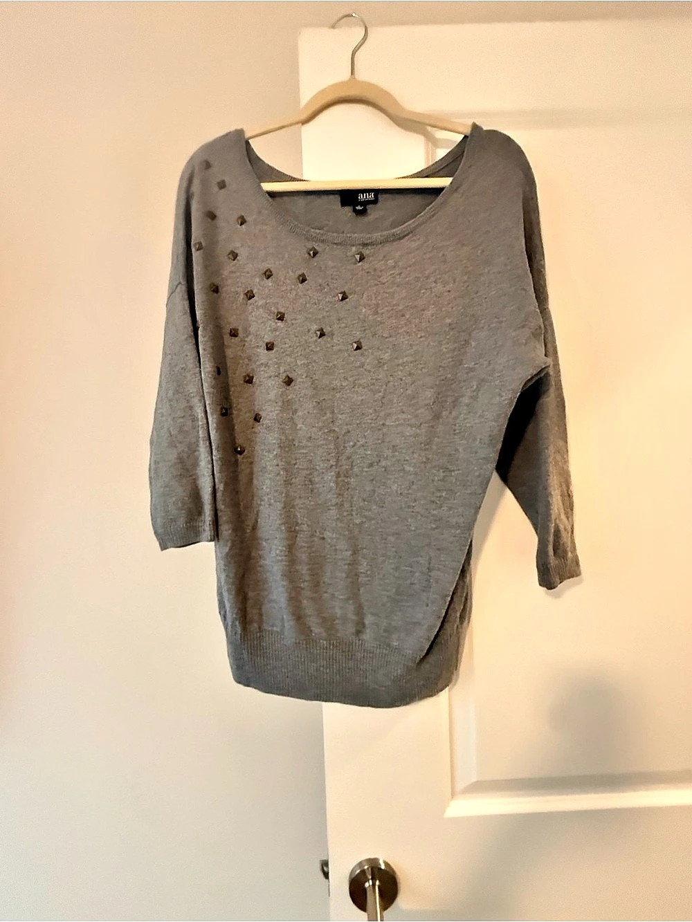 ana Gray Embellished Sweater Size Medium